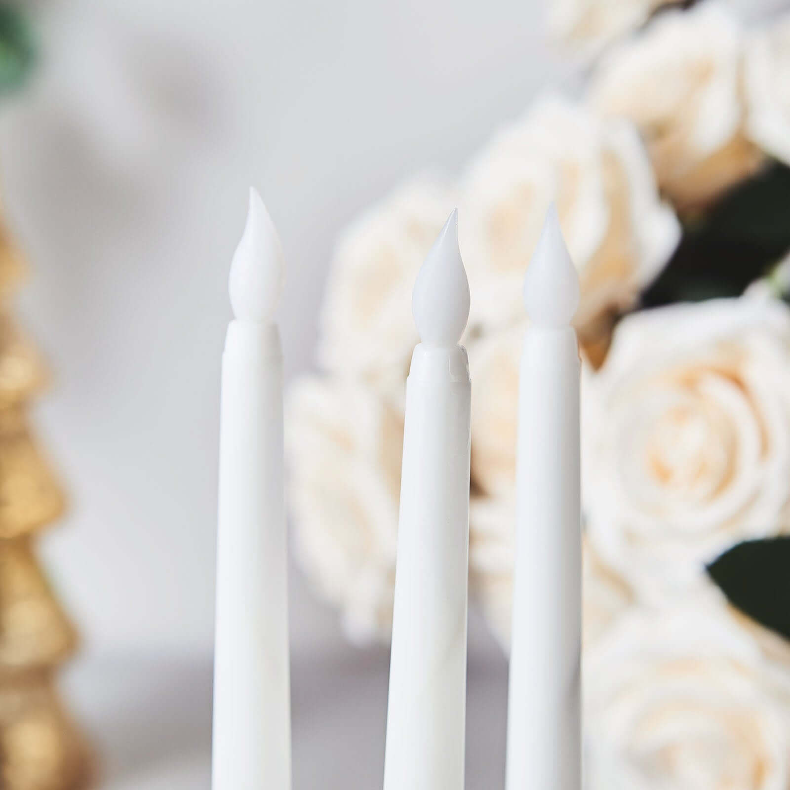 3-Pack LED Decorative Lighting Warm Flickering White - Flameless Taper Candles 11"