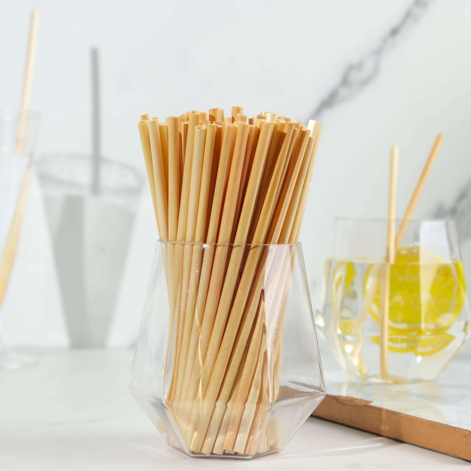 100-Pack Compostable Straws Plant Based 100% Plastic Free - Biodegradable Wheat Straws for Drinks 6"
