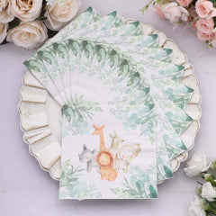 20-Pack Paper Beverage Napkins with Safari Animal Print - Jungle Theme 2 Ply Disposable Party Napkins 6.5"x6.5" 18GSM