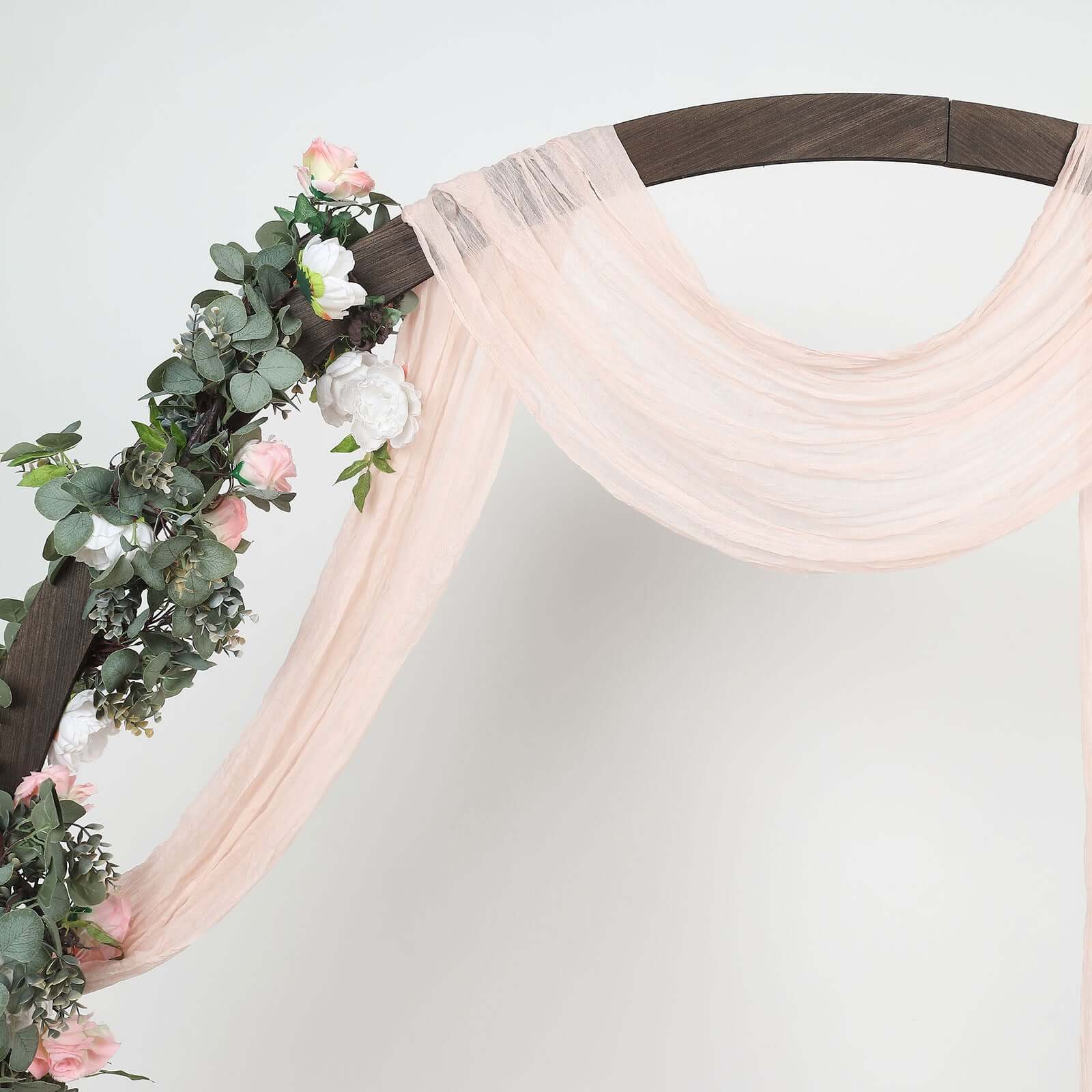 20ft Blush Gauze Cheesecloth Fabric Wedding Arch Drapery, Window Scarf Valance, Boho Decor Arbor Curtain Panel