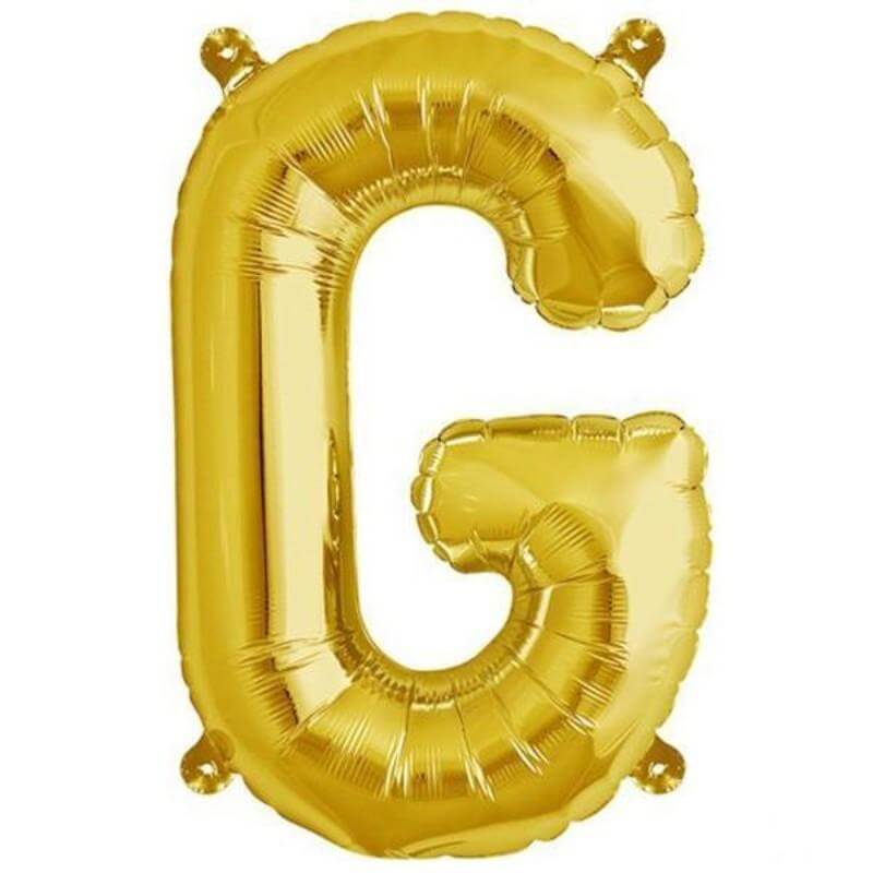 13" Matte Gold Letter and Number Balloons, Mylar Foil Balloons