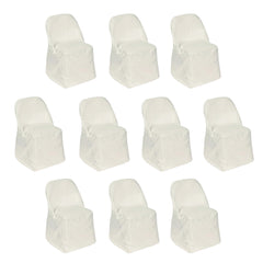 10 Pack Polyester Chair Covers for Folding Chairs Ivory - Wrinkle-Free Stain-Resistant Slip-On Slipcovers