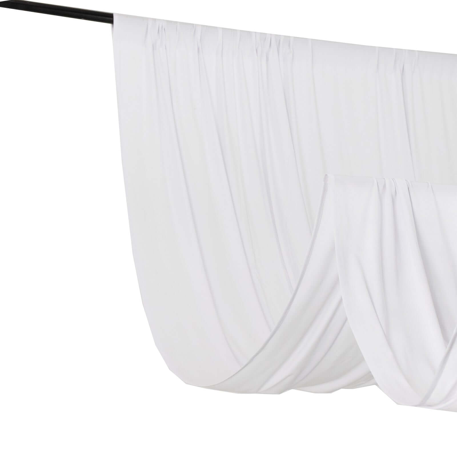 White 4-Way Stretch Spandex Event Curtain Drapes, Wrinkle Free Backdrop Event Panel with Rod Pockets - 5ftx10ft