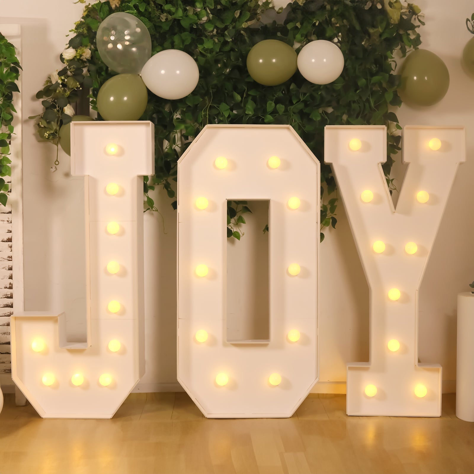 Giant LED Marquee Light Up Letter "J", White 4ft Pre-Cut Foam Board with 10 Warm White Battery Operated LEDs, Glue Gun and Sticks