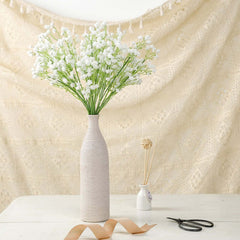 12 Stems 22" White Artificial Silk Babys Breath Gypsophila Flowers