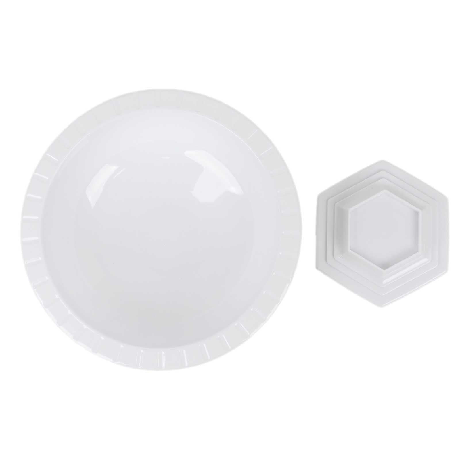 3-Pack Plastic Footed Compote Bowl Flower Vases Roman Style White - Round Decorative Pedestal Table Centerpieces 10"