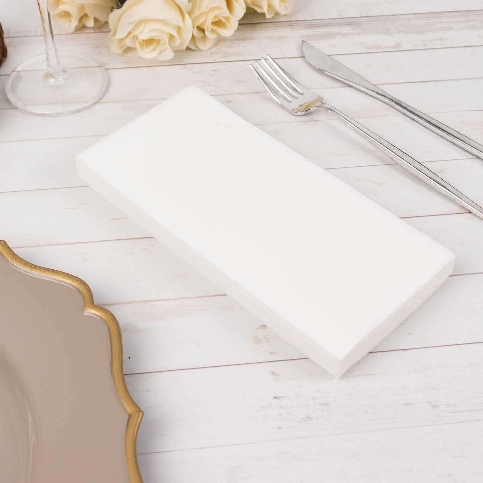 20 Pack Linen-Like Paper 8.5"x4" Napkins White - Highly Absorbent & Disposable Airlaid Guest Towels for Special Occasions