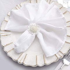 4 Pack 2" Elegant Silver Metal Floral Serviette Napkin Rings, Daisy Flower Buckle Napkin Holders
