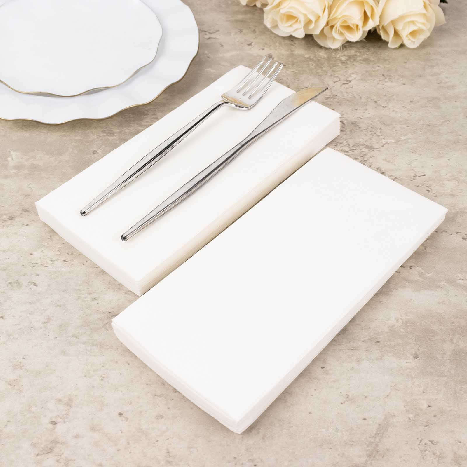 20 Pack Linen-Like Paper 8.5"x4" Napkins White - Highly Absorbent & Disposable Airlaid Guest Towels for Special Occasions