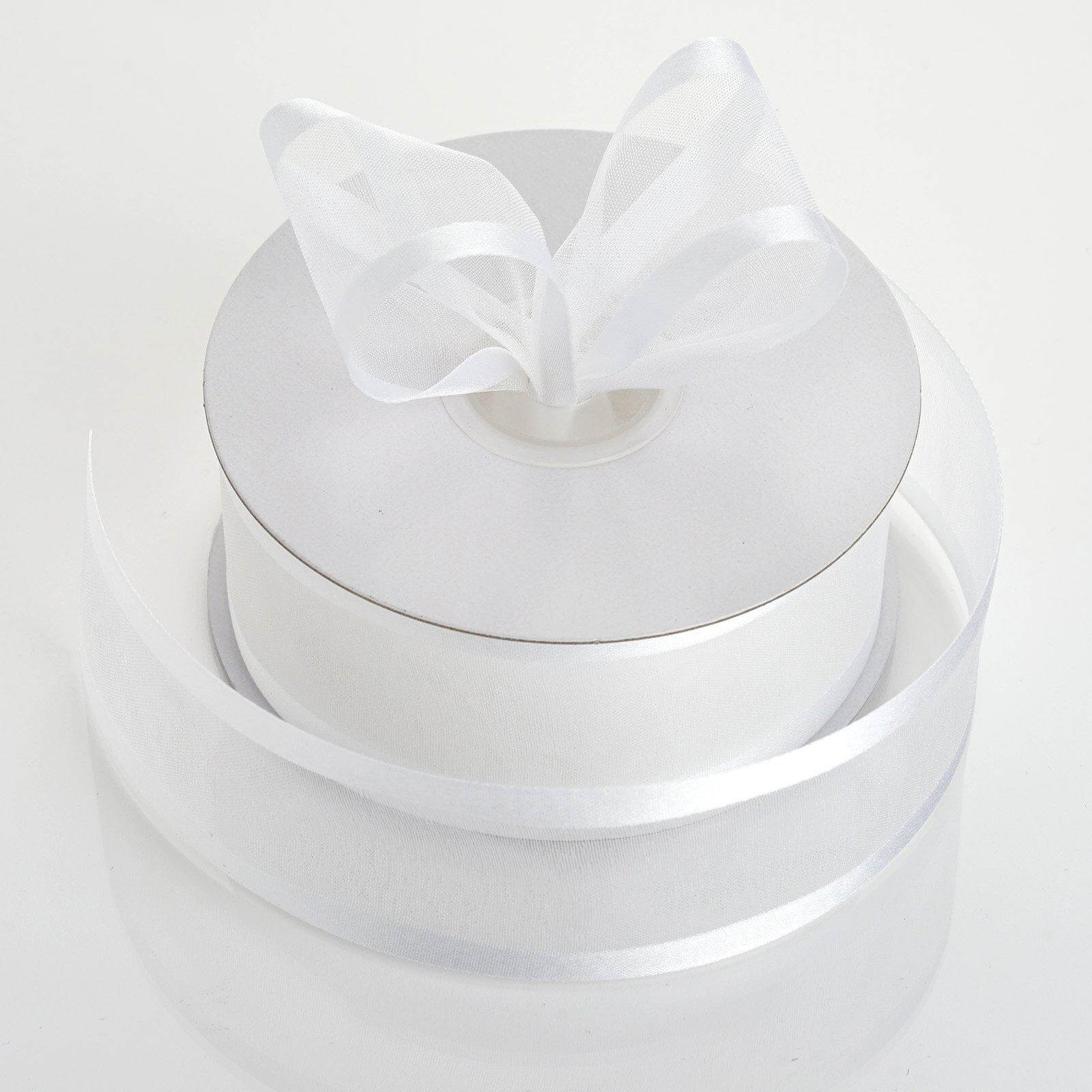 25 Yards 1.5" White Organza Ribbon With Satin Edges