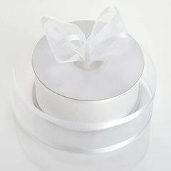 25 Yards 1.5" White Organza Ribbon With Satin Edges
