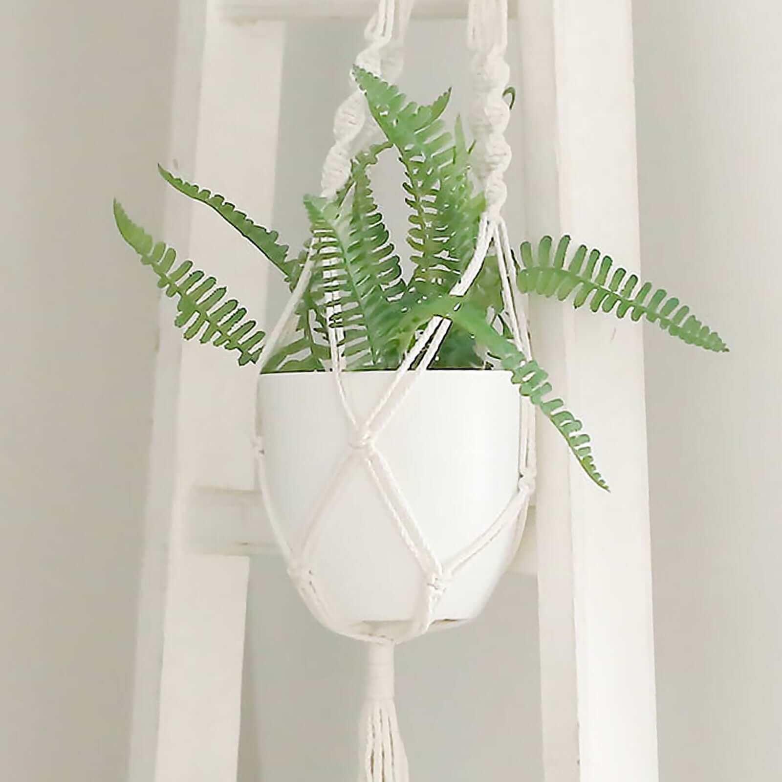 2-Pack Planter Pots Indoor Macrame Holder Design White - Plastic Plant Pots 5.5"