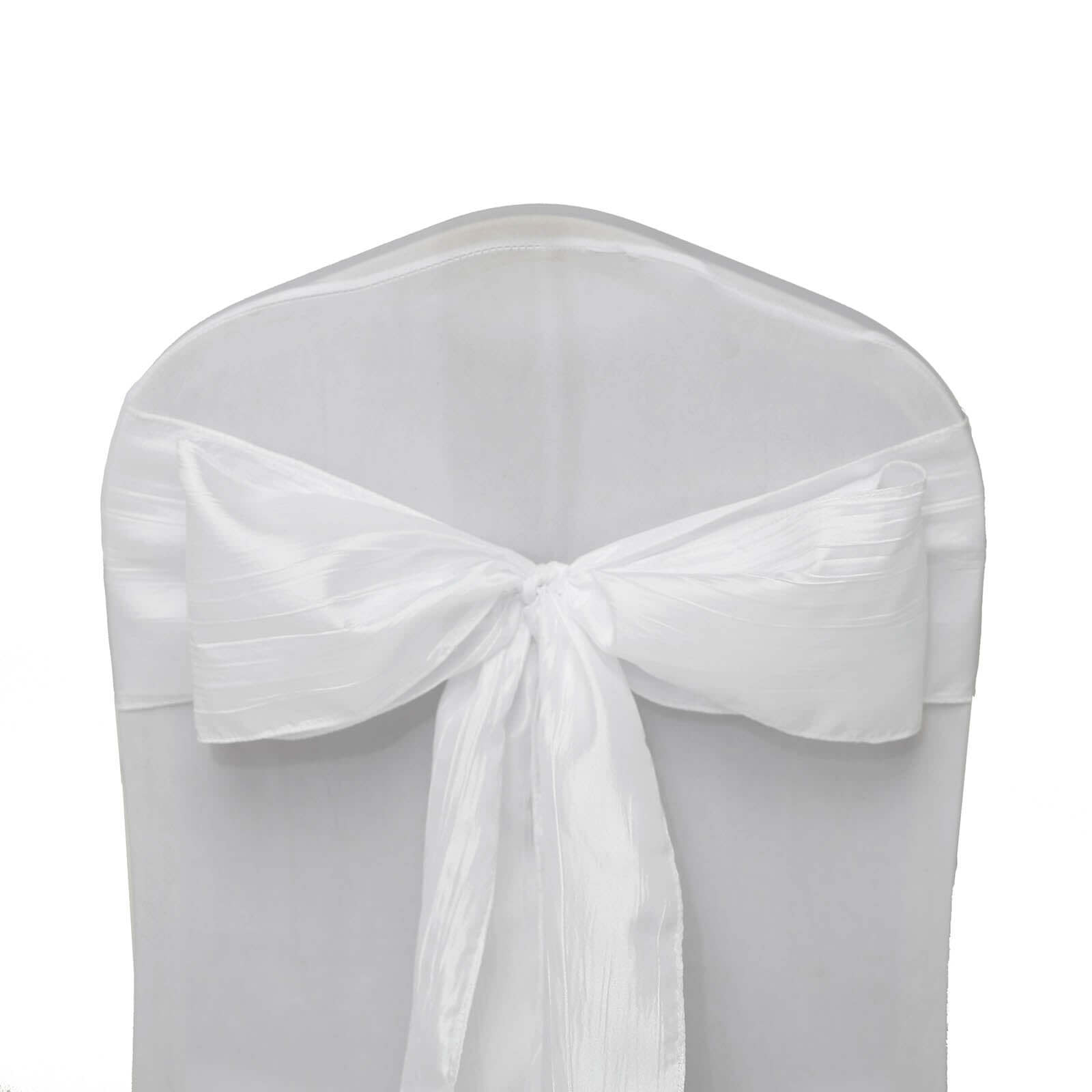 5 Pack Taffeta 6"x106" Chair Sashes White Accordion Crinkle Texture - Stylish Decor for Weddings & Gatherings