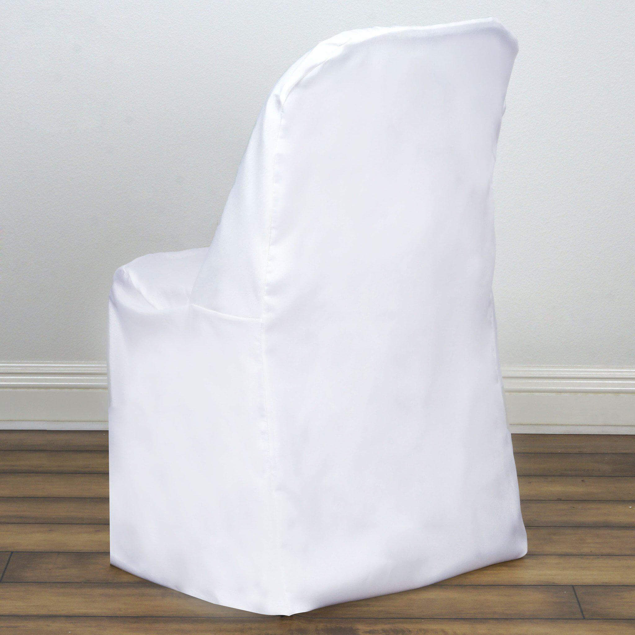 Polyester Chair Cover White for Folding Chairs - Stylish Durable and Reusable Slip-On Cover for Events & Gatherings
