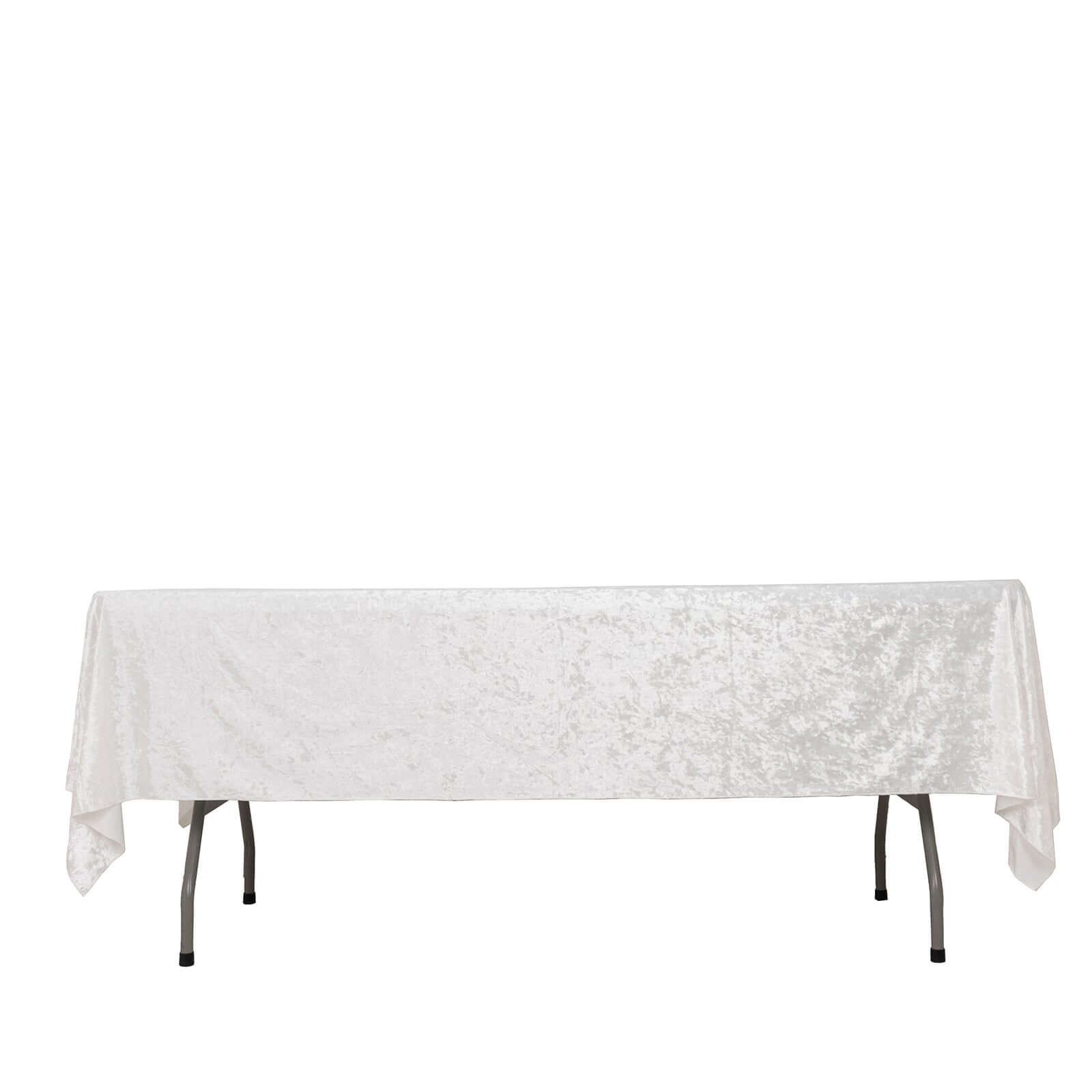 Premium Crushed Velvet 60"x102" Rectangle Tablecloth White - Reusable Soft & Classy Table Cover