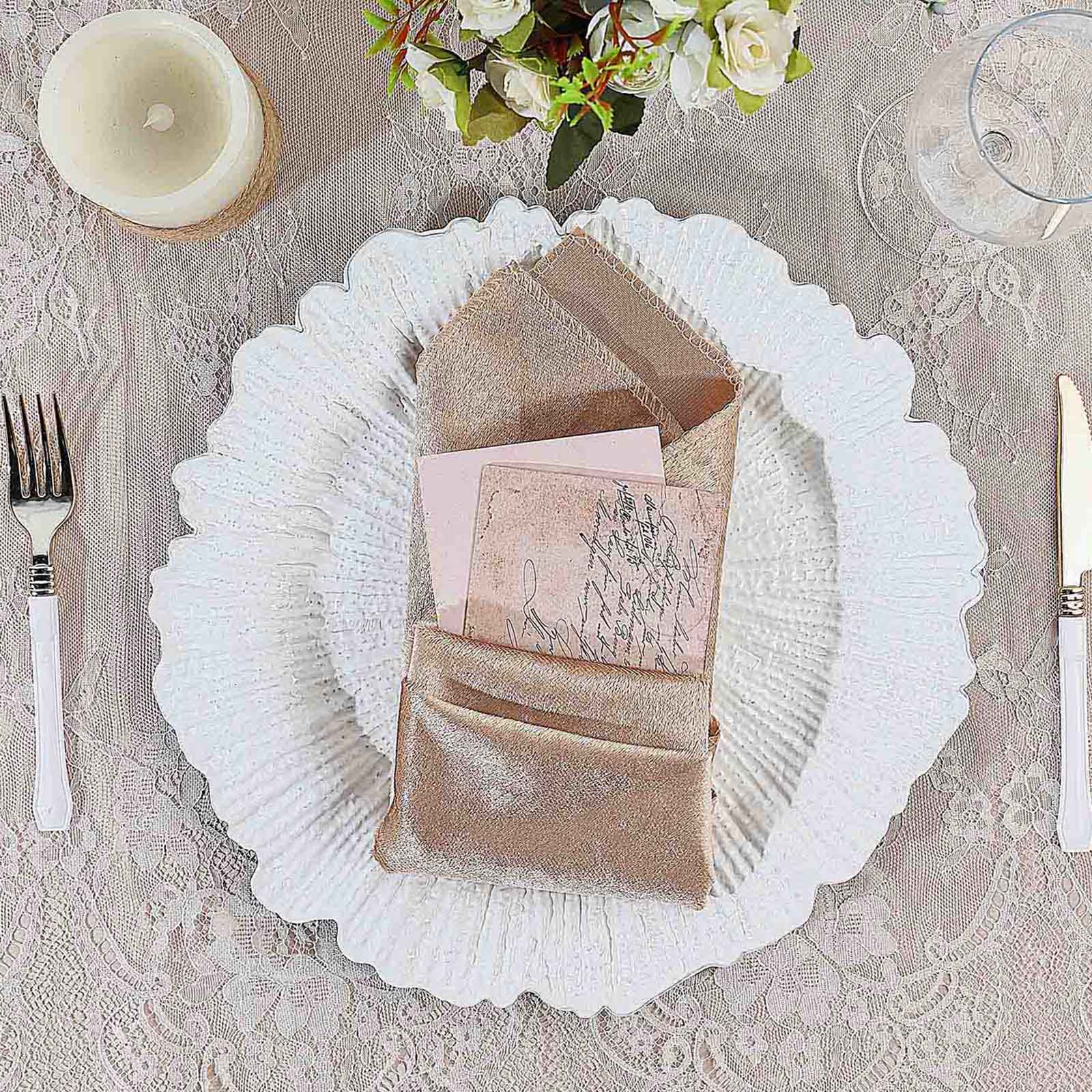 6-Pack Acrylic Plastic Round Charger Plates 13" in White with Reef Design, Classy Dinner Party Charger Tableware