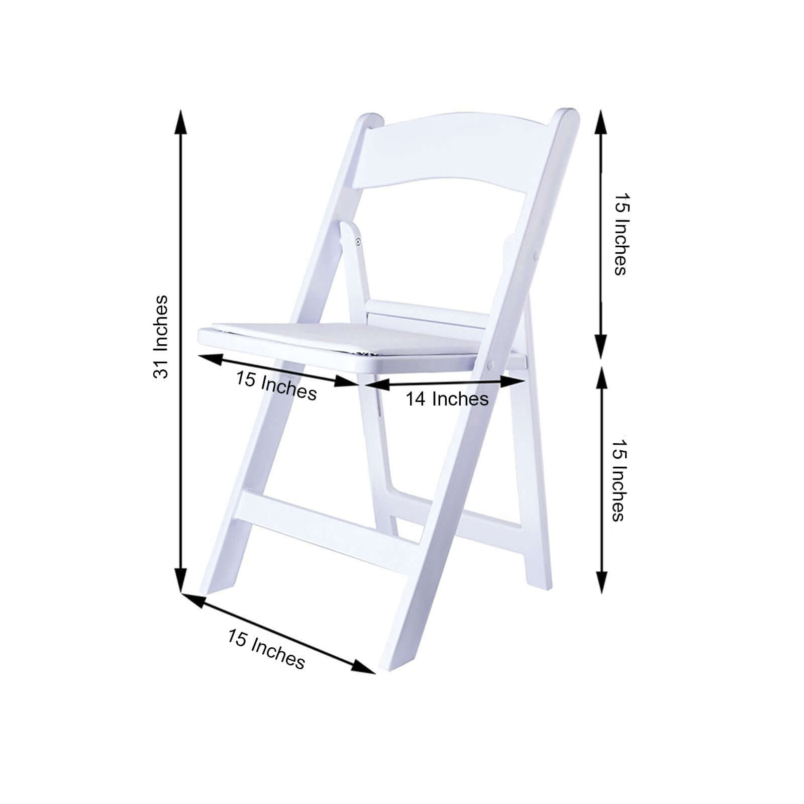 Resin Chair with Vinyl Padded Seat for Folding Use White - Stylish Design for Indoor or Outdoor Weddings & Gatherings