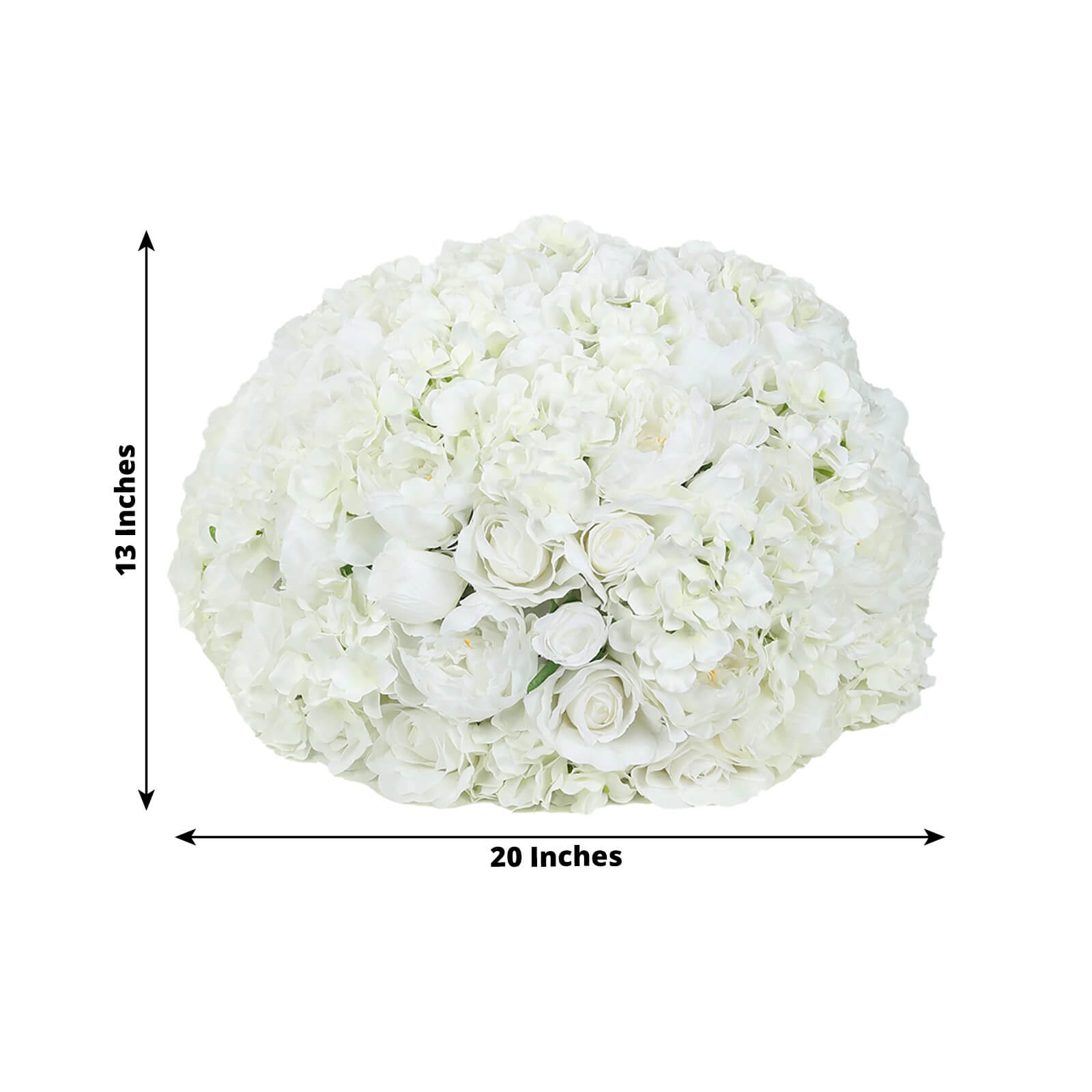 Pre-Arranged Silk Rose Wedding Centerpiece, Ivory Artificial Rose Flower Balls Arrangement Table Decor - 20"