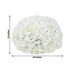 Pre-Arranged Silk Rose Wedding Centerpiece, Ivory Artificial Rose Flower Balls Arrangement Table Decor - 20"