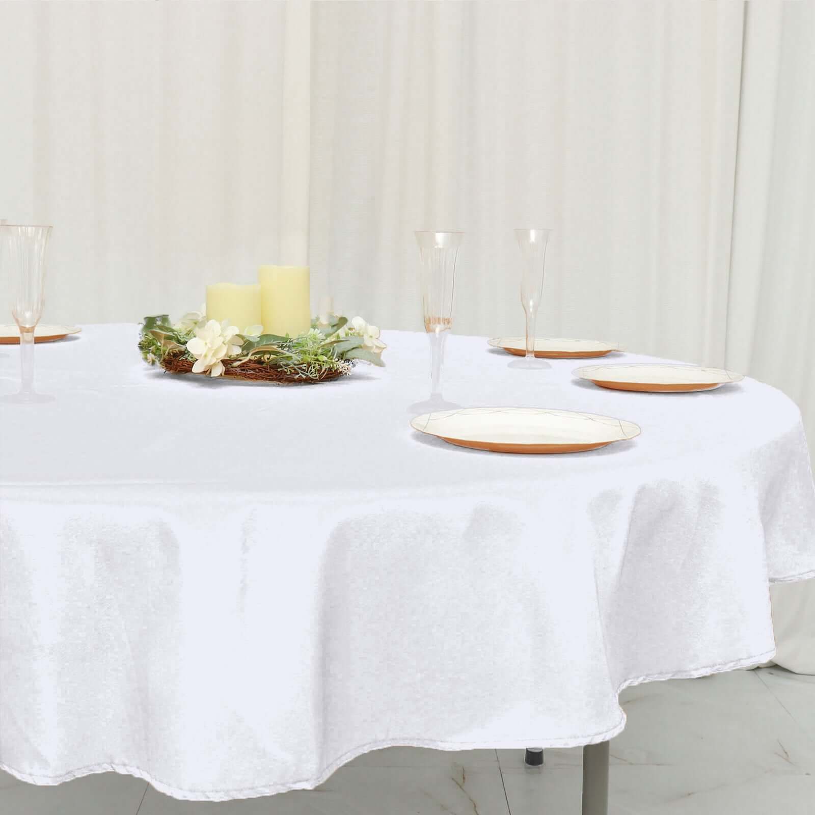 Polyester 70" Round Tablecloth White - Durable & Wrinkle-Resistant Table Cover for Everyday Use