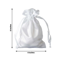 12 Pack 4"x6" White Satin Drawstring Wedding Party Favor Gift Bags