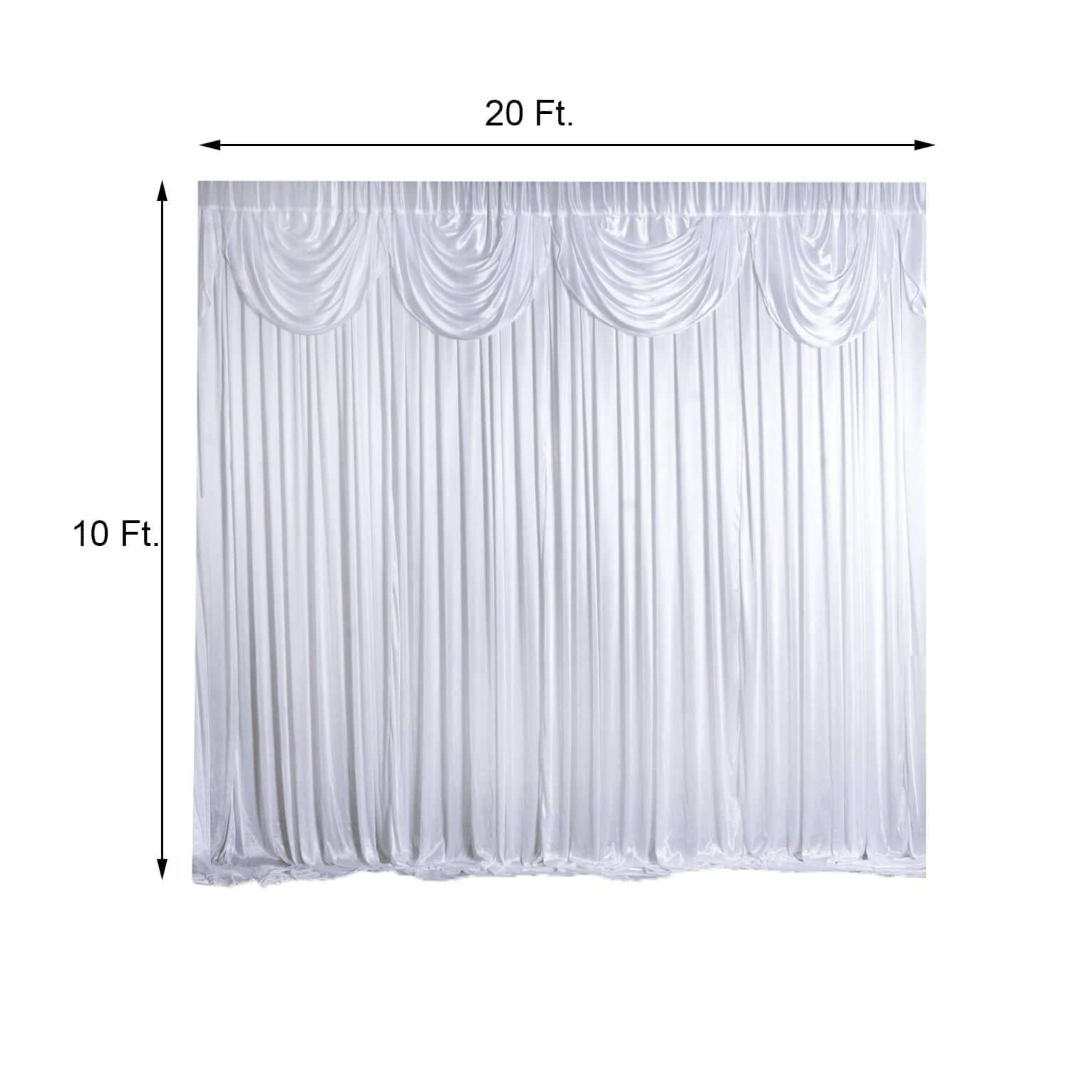 20ftx10ft White Premium Double Drape Satin Event Curtain Drapes, Glossy Photo Backdrop Event Panel