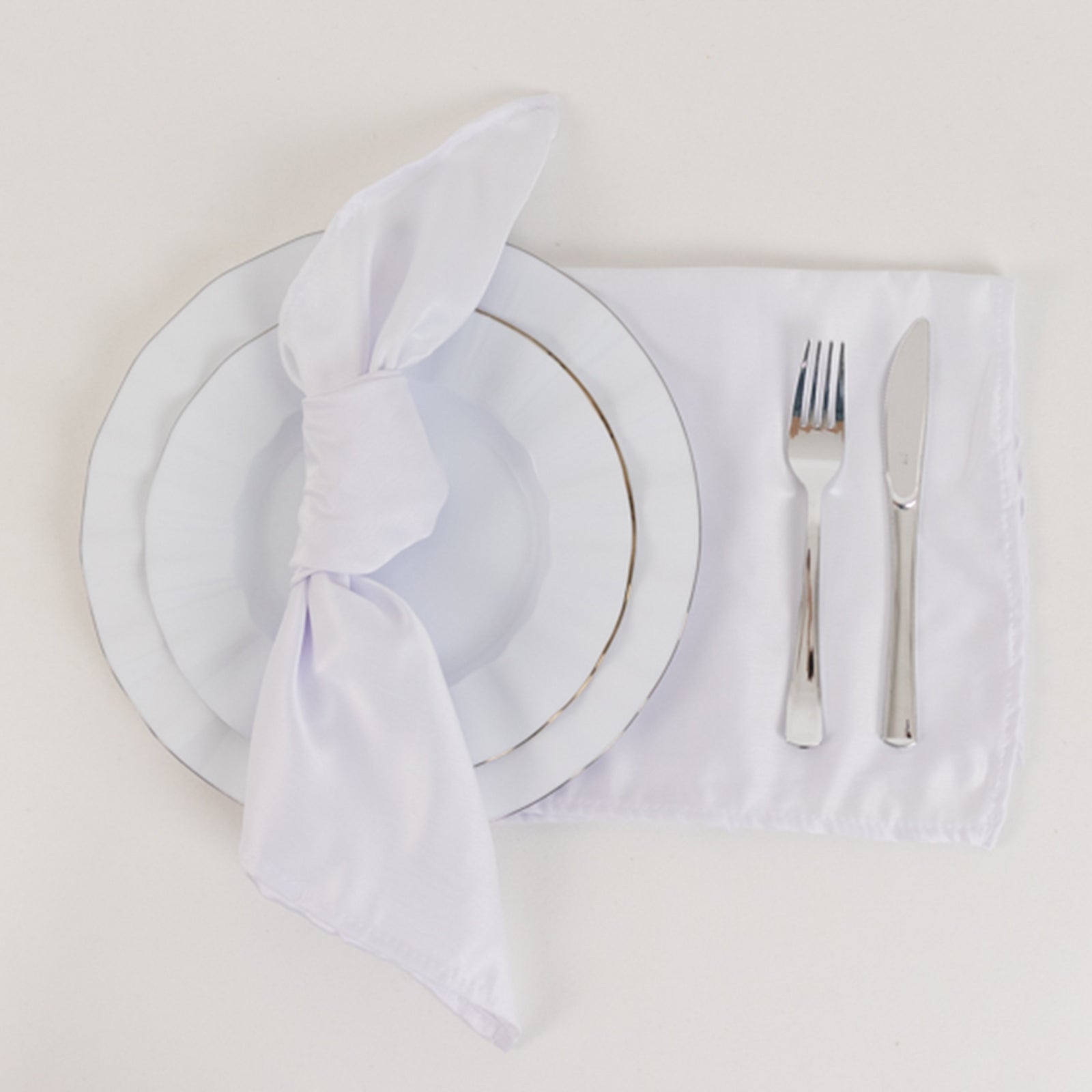 5 Pack Lamour Satin 20"x20" Napkins White - Exquisite Dinner Napkins with Soft Matte Finish for Weddings & Events