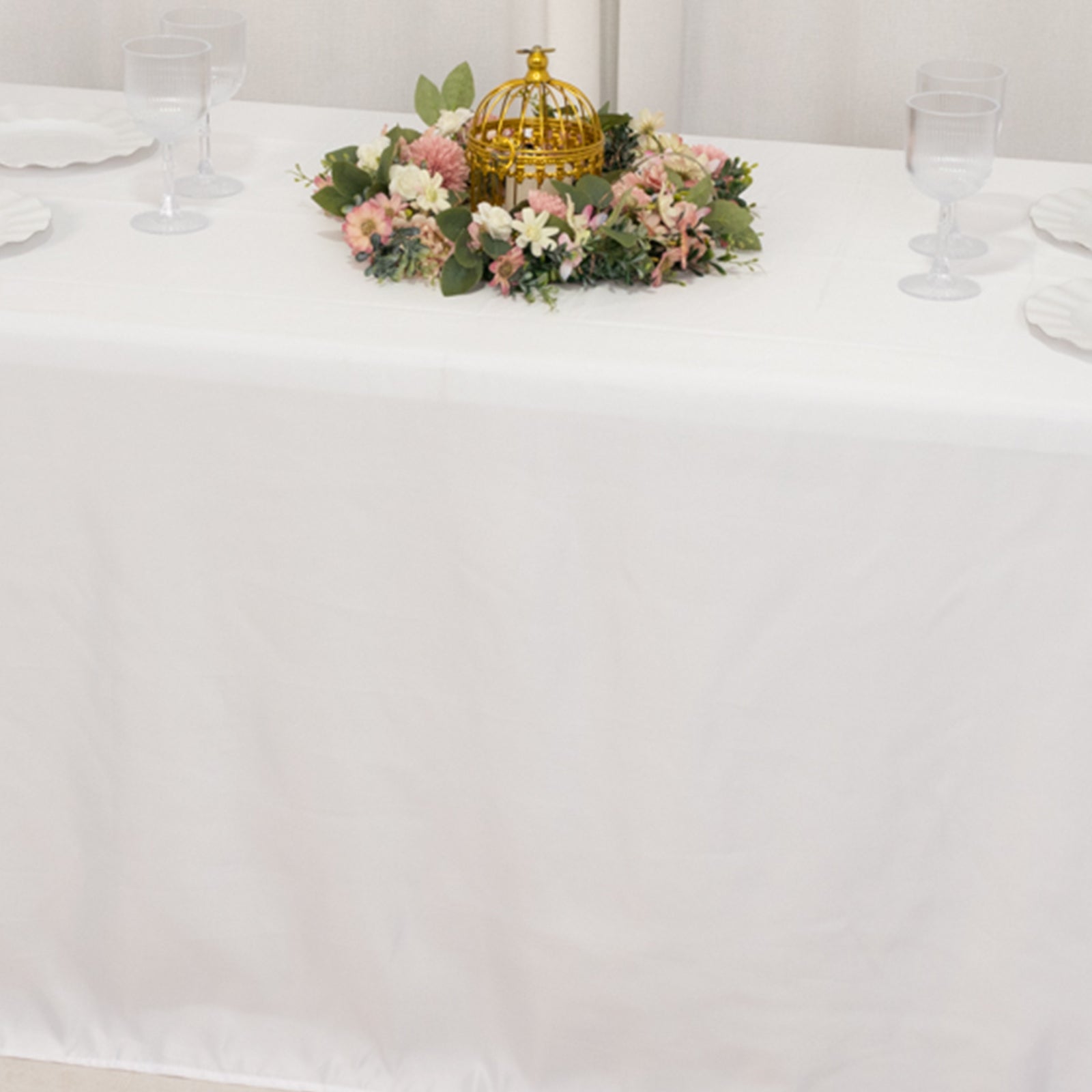 Lamour Satin 90"x132" Rectangle Tablecloth White - Soft & Silk-Like Seamless Table Cover for Weddings & Parties