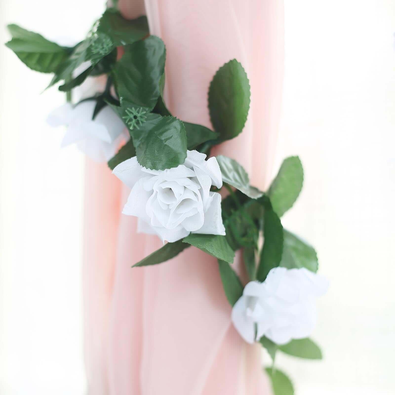 6ft White Artificial Silk Rose Garland UV Protected Flower Chain