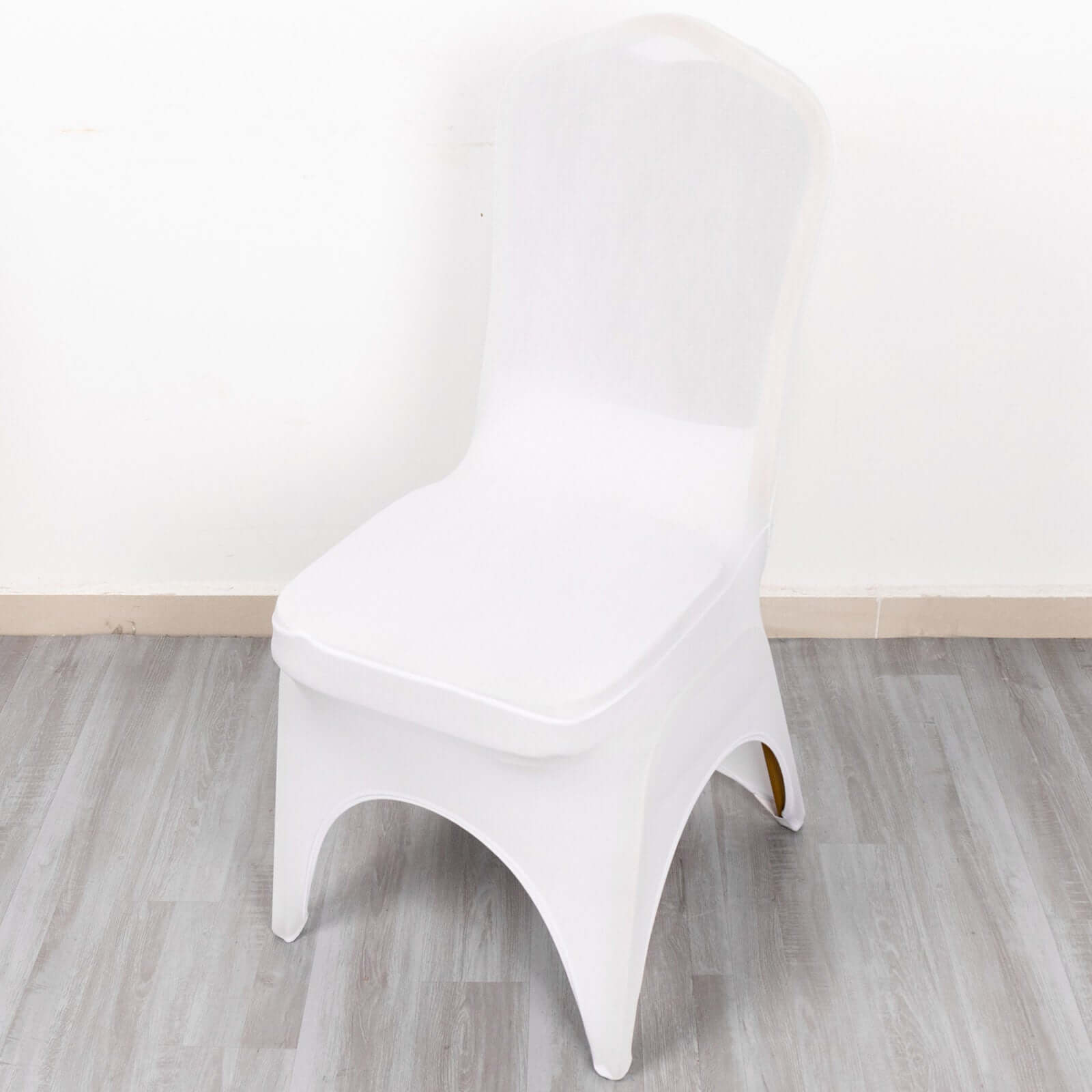 Premium Stretch Spandex Chair Cover for Banquet Chairs White - Durable Fitted 160GSM Fabric with 3-Way Open Arch & Foot Pockets