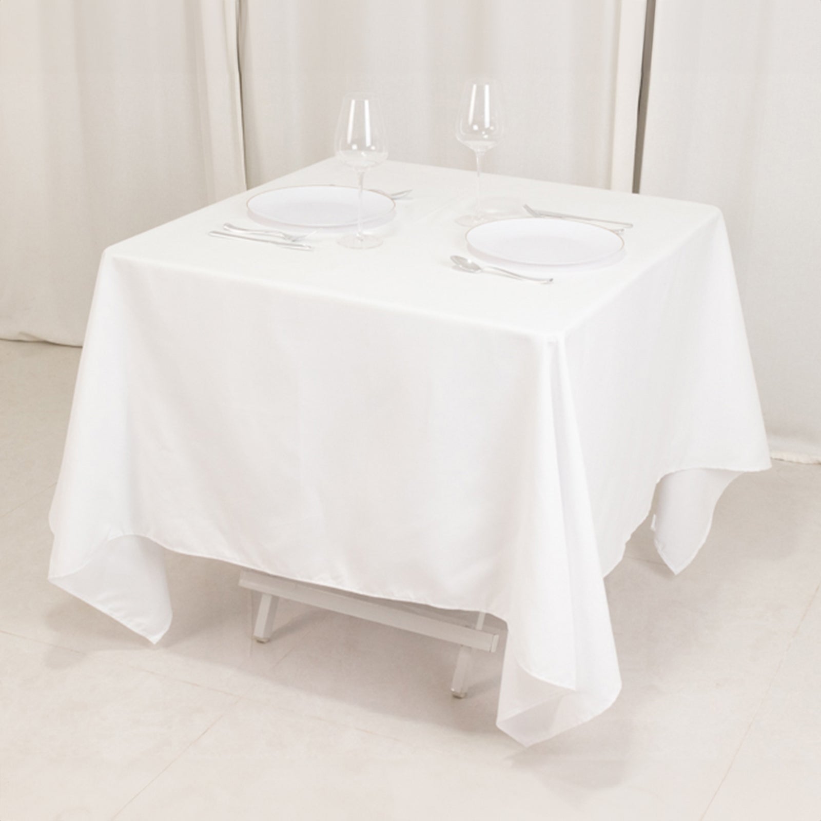 Cotton Blend 70"x70" Square Tablecloth White - Wrinkle-Resistant Fabric for Modern Table Decor