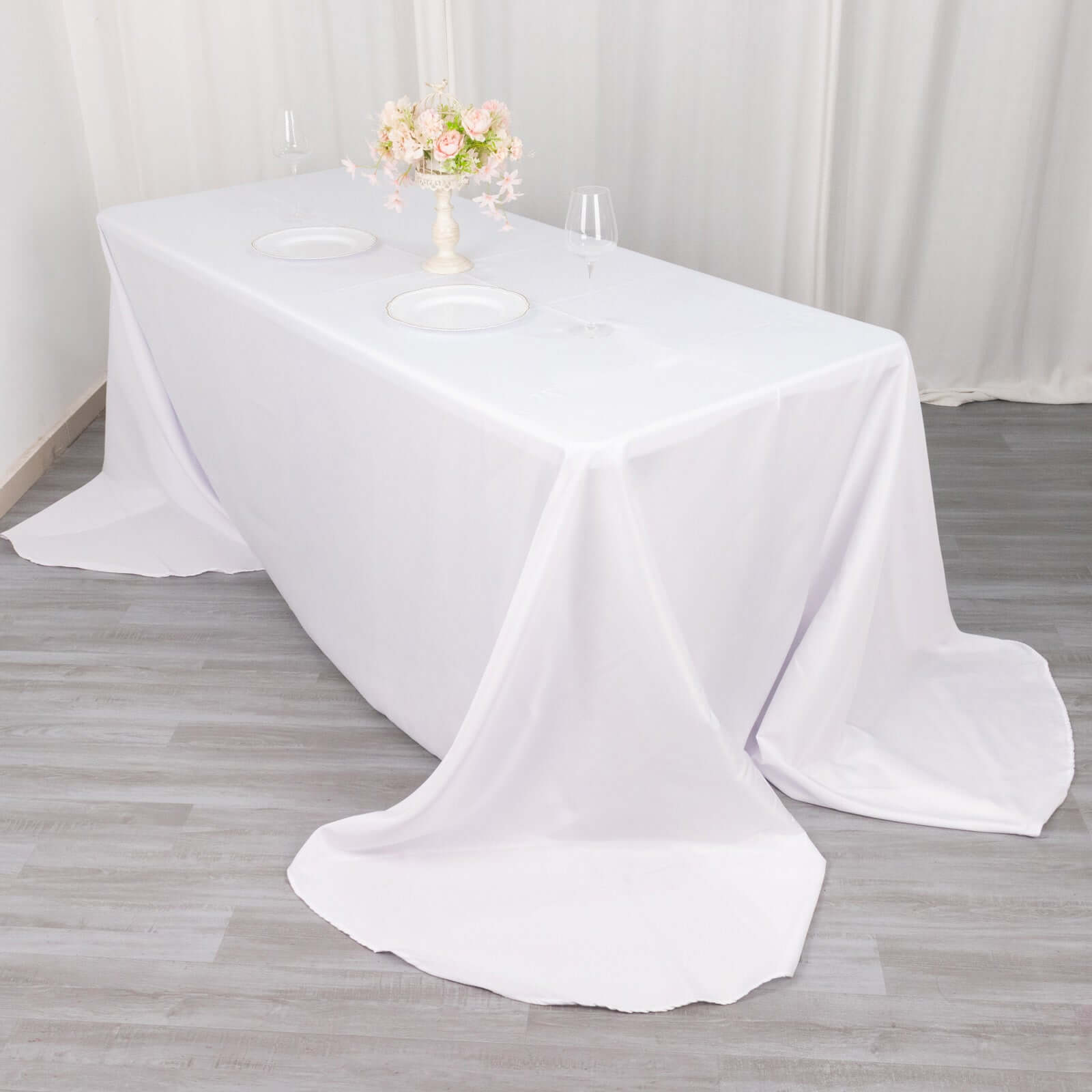 Polyester 90"x156" Rectangle Tablecloth White - Rounded Corners and Seamless Design for Luxe Events