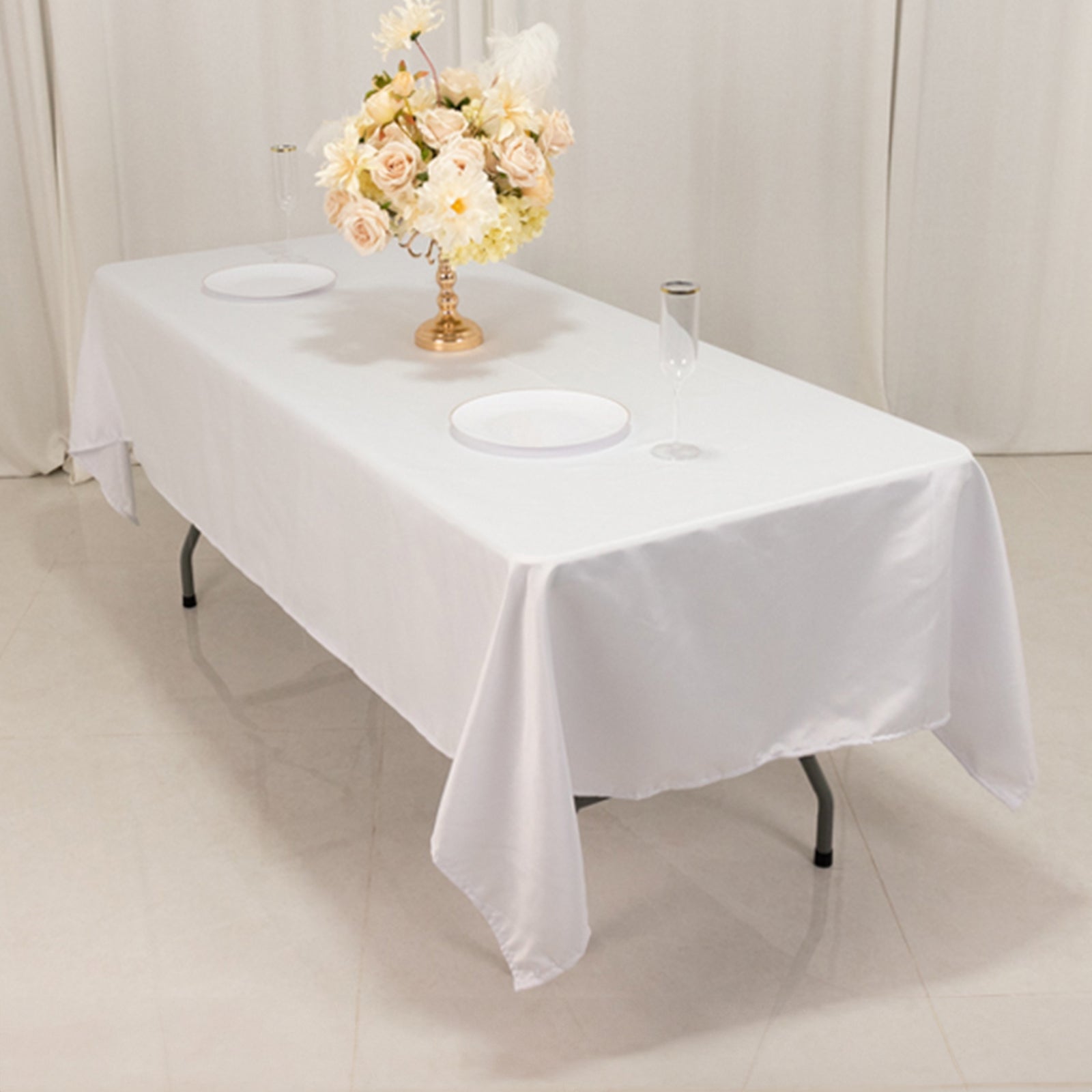 Lamour Satin 60"x102" Rectangle Tablecloth White - Durable & Silky Soft Feel Table Cover for Weddings & Banquets