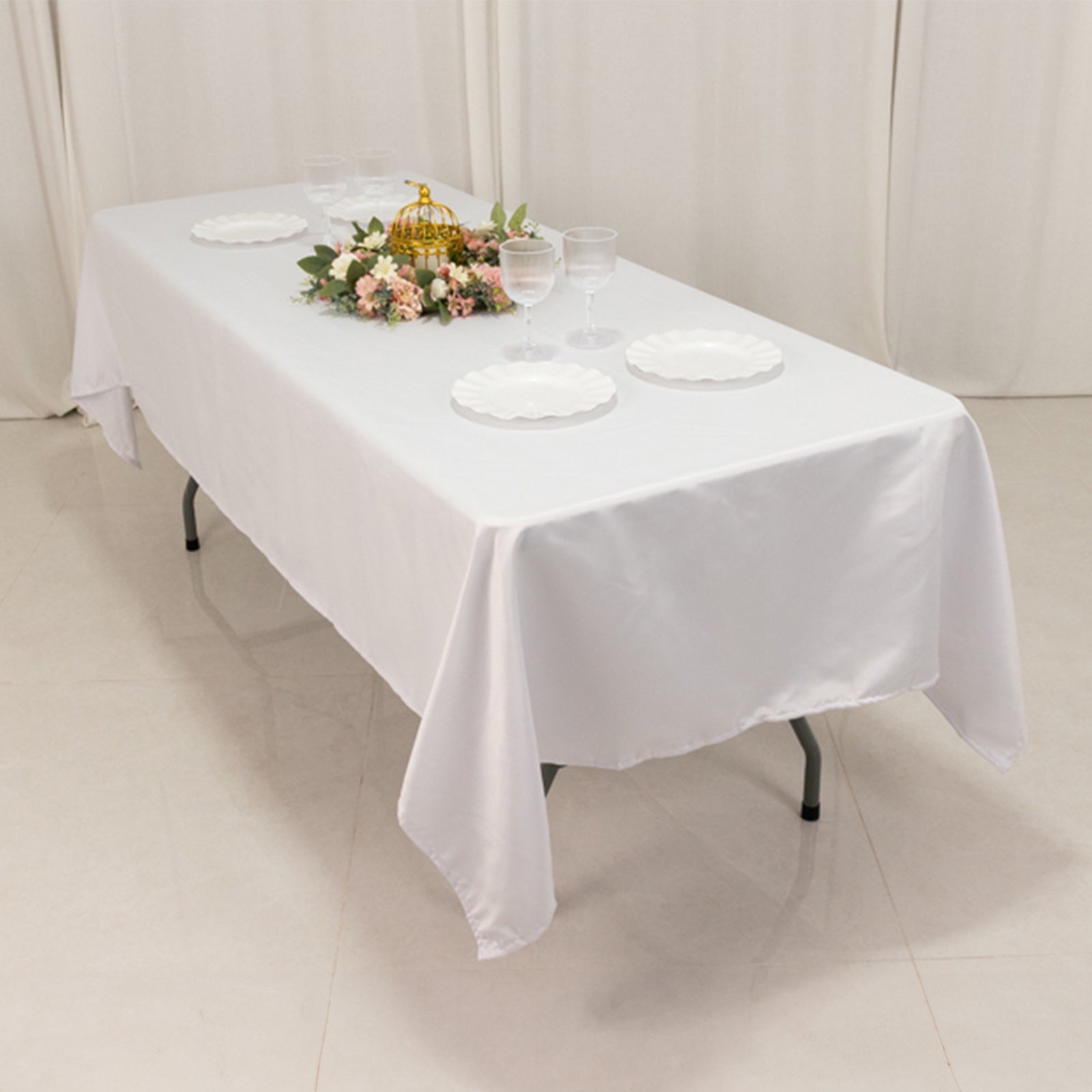 Lamour Satin 60"x102" Rectangle Tablecloth White - Durable & Silky Soft Feel Table Cover for Weddings & Banquets