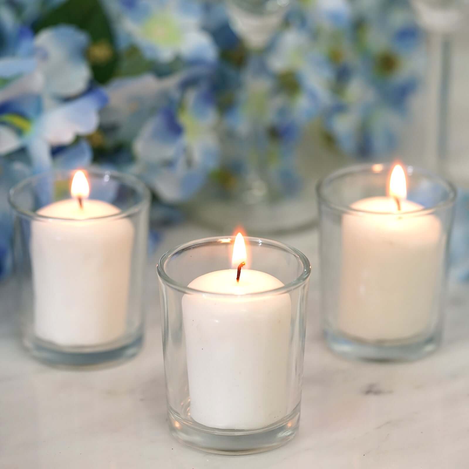 12-Pack Votive Candle Set White with Clear Glass Holders - Tealight Candles for Decor