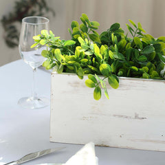 White Wood Planter Rectangular Box 30"x6"- Durable Decor with Removable Plastic Liner for Tables