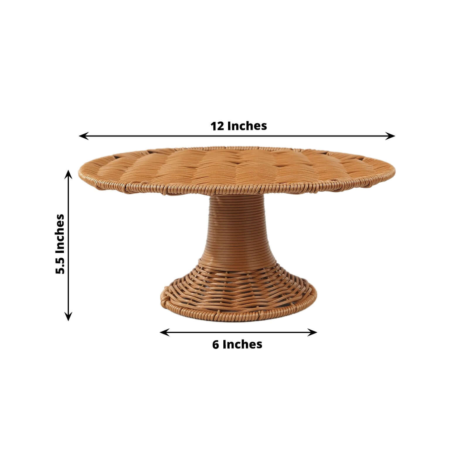 Plastic Round Rattan Wicker Pedestal Cake Stand Natural for Home Parties & Events 12"