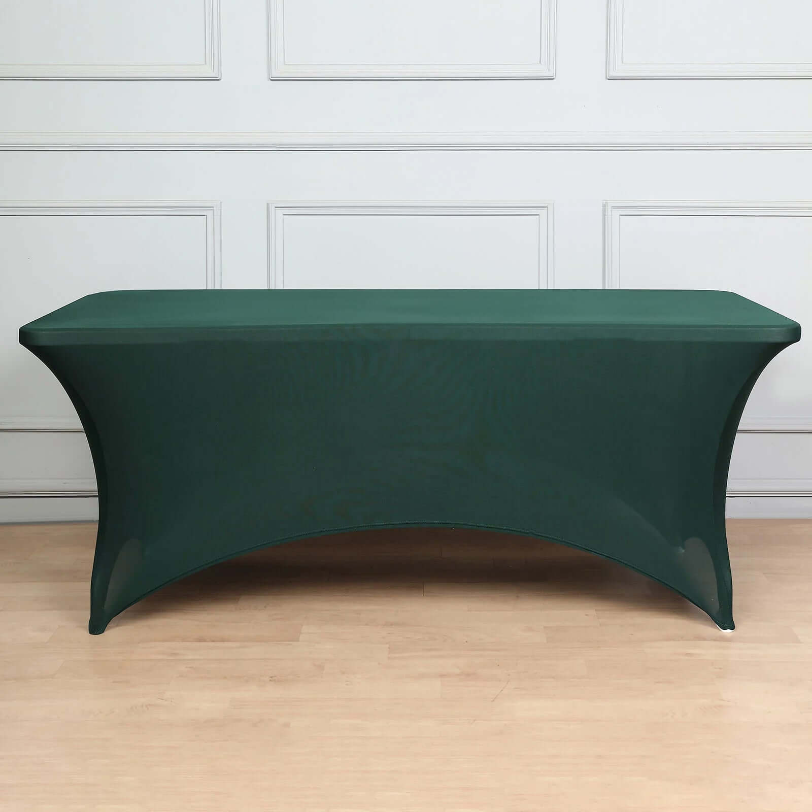 Stretch Spandex 96"x30" Rectangle Table Cover Hunter Emerald Green - Durable Form-Fitting Tablecloth