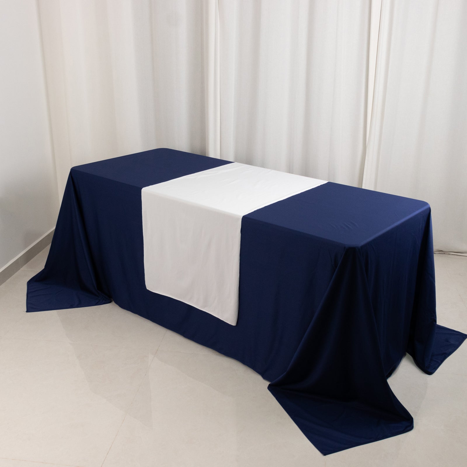 Scuba Polyester 24"x72" Wide Table Runner White - Wrinkle-Free Trade Show & Event Table Linen