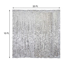 20ftx10ft Silver Big Payette Sequin Event Curtain Drapes, Backdrop Event Panel