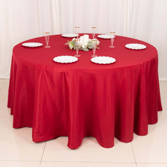Polyester 120" Round Tablecloth Wine - Seamless Wrinkle-Resistant Table Cover