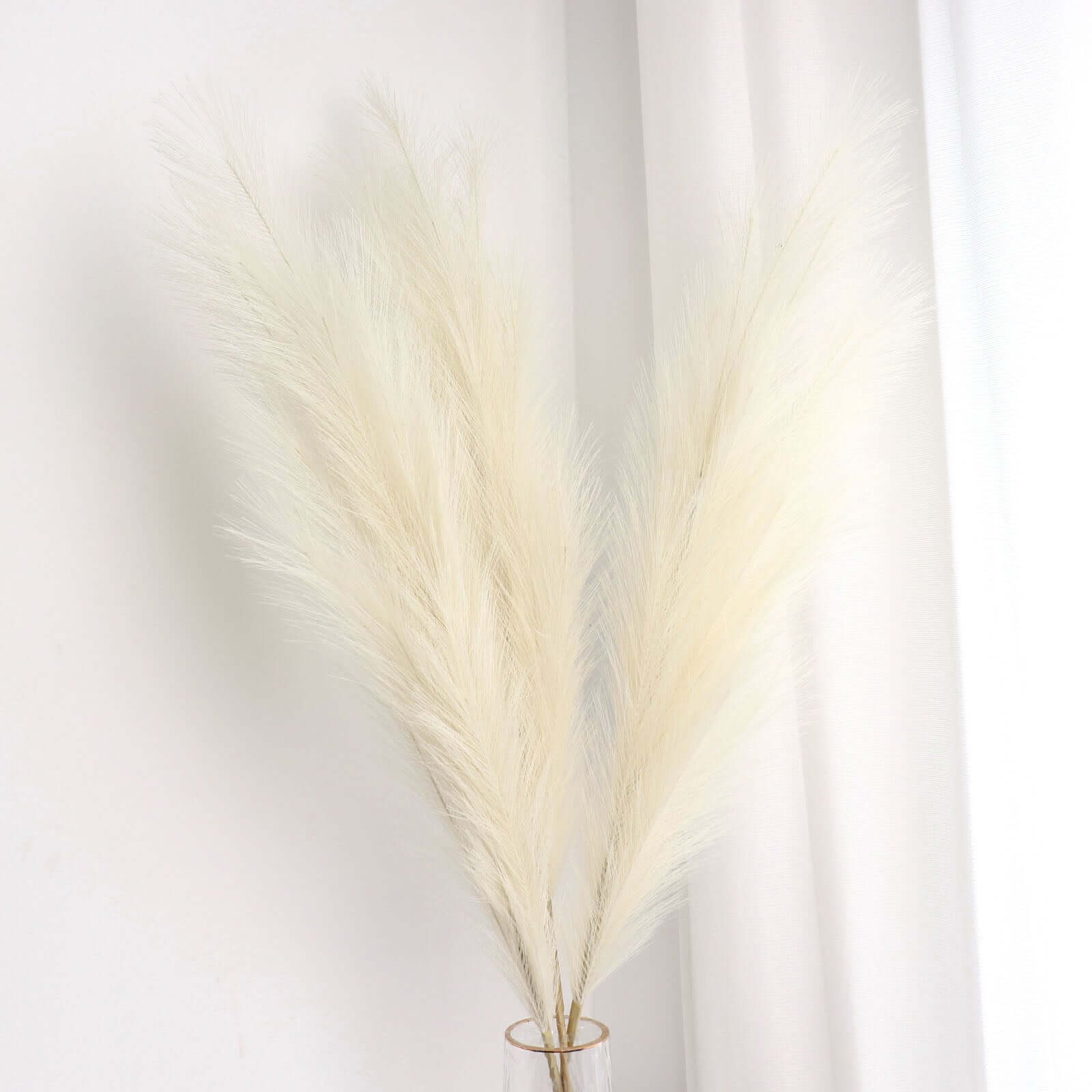 3 Stems Artificial Pampas Grass Decor Cream for Rustic Boho Chic Backdrops Floral Styling & Vase Displays 44"
