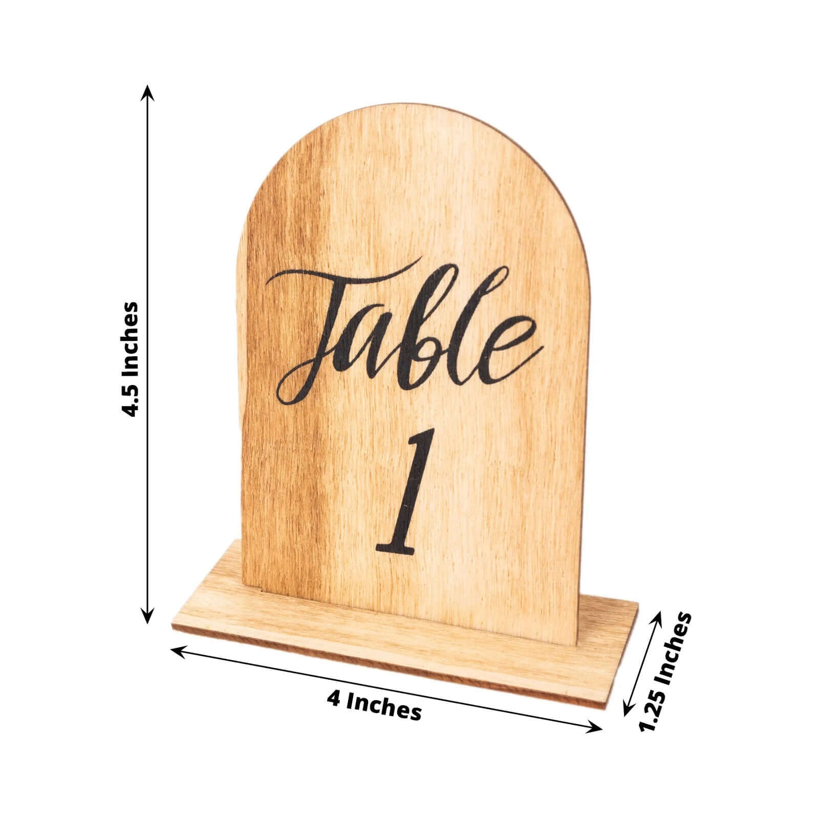 20-Pack 4.5" Wooden Arch Table Numbers, 1-20 Natural Rustic Table Number Placecard - Perfect for Wedding and Event Tables