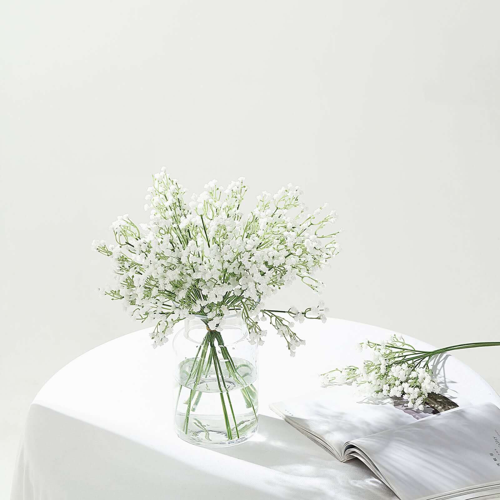 12 Stems 22" White Artificial Silk Babys Breath Gypsophila Flowers