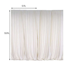 2 Pack Ivory Scuba Polyester Event Curtain Drapes, Durable Flame Resistant Backdrop Event Panels Wrinkle Free with Rod Pockets - 10ftx10ft