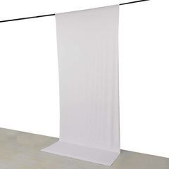 White 4-Way Stretch Spandex Event Curtain Drapes, Wrinkle Free Backdrop Event Panel with Rod Pockets - 5ftx12ft