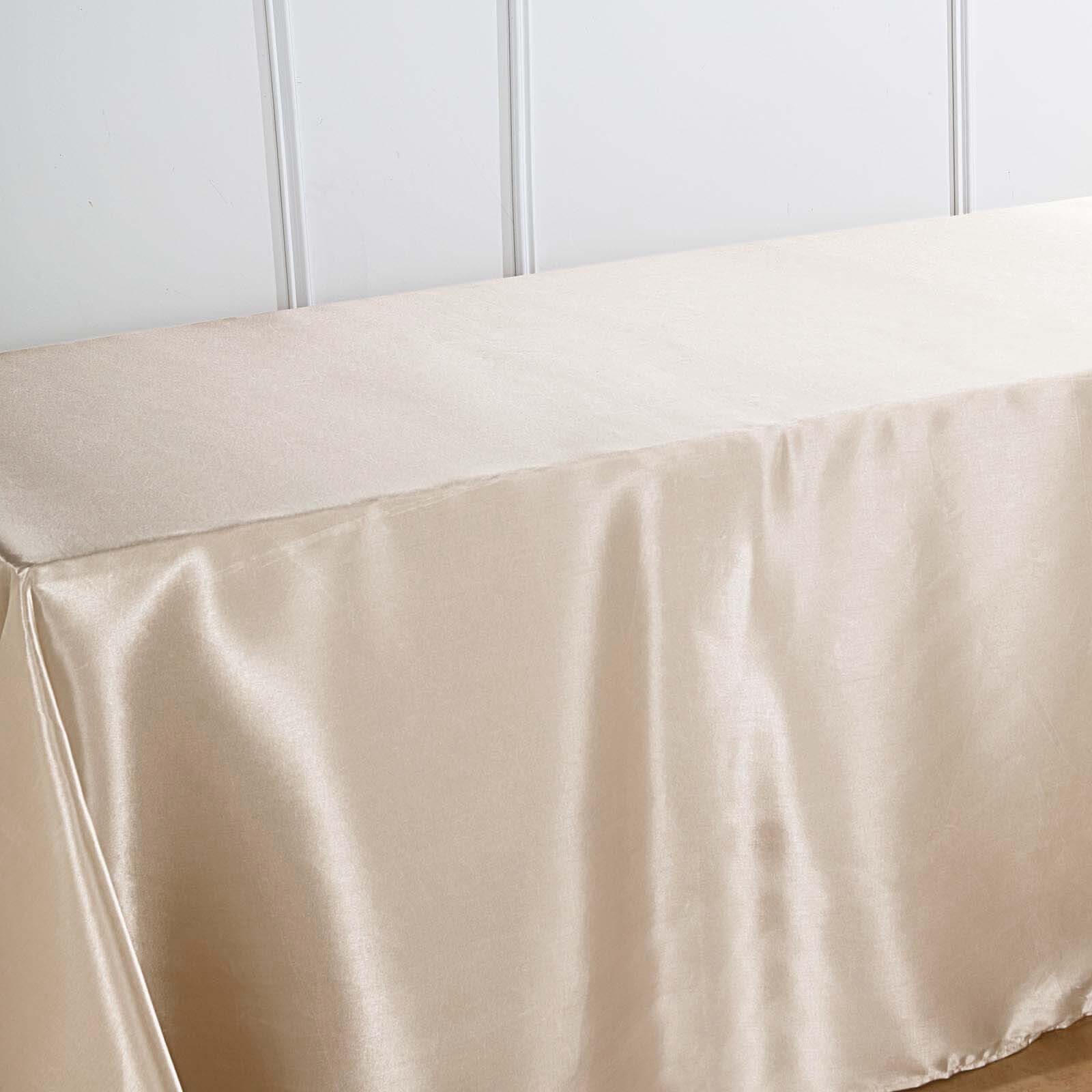 Satin Rectangular 90"x156" Tablecloth Beige - Seamless Table Cover