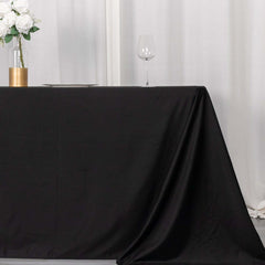 Scuba Rectangular 90"x156" Tablecloth Black - Wrinkle Free, Stain Resistant & Seamless Table Cover for Weddings and Parties