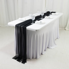 20-Pack 9ft Sheer Table Runners – Black Shimmer Sheer Drapes, Wrinkle-Free