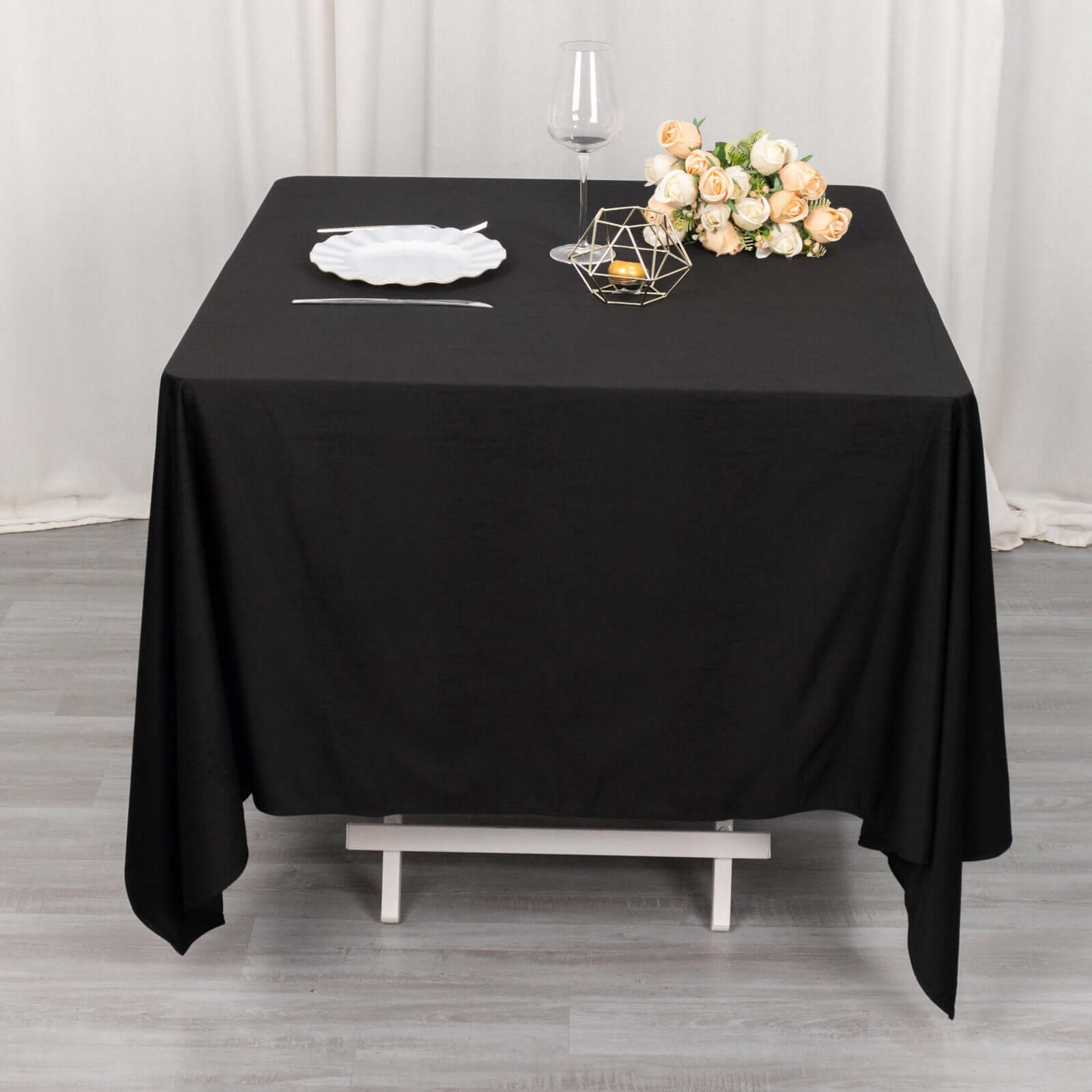 Scuba Square 70"x70" Tablecloth Black - Wrinkle Free & Stain Resistant Table Cover